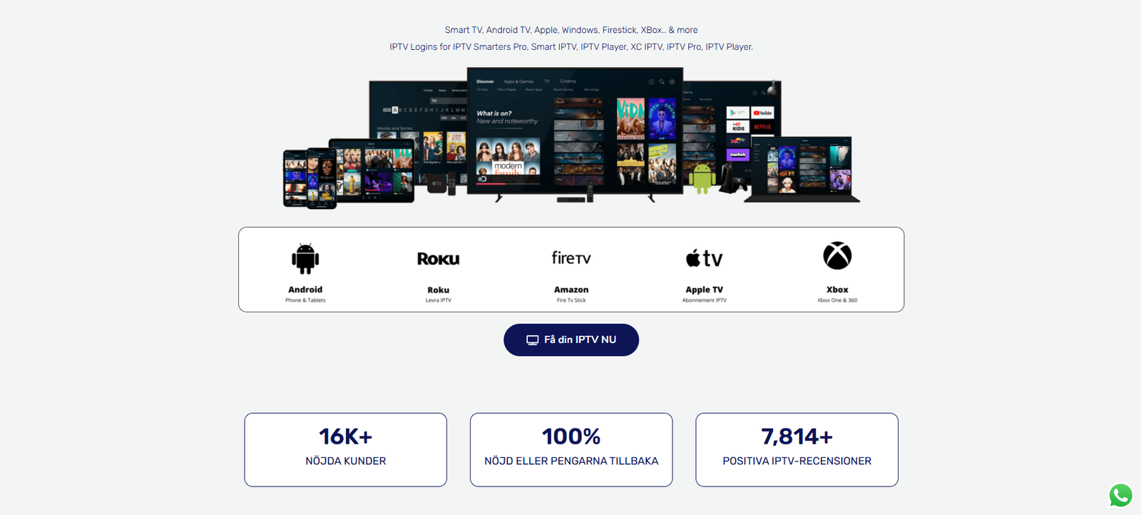 Smart IPTV fungerar p&aring; Smart TV Android Apple Fire TV och Xbox